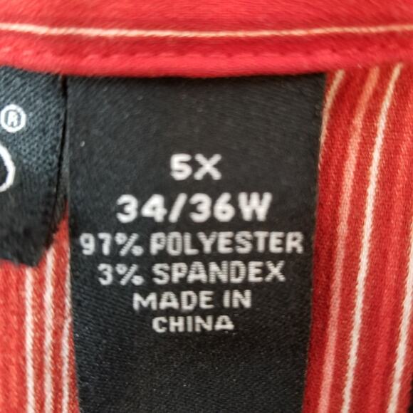Maggie Barnes Women's Career Blouse Button Up Shirt Red Striped Size 5X - Picture 4 of 7